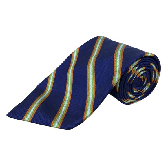 Vintage Brooks Brothers Mens Navy Striped Silk Necktie Classic Formal Accessory - Picture 1 of 7